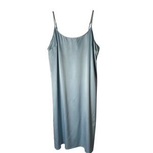 STAUD Satin Slip Dress Midi Adjustable Spaghetti Straps Light Blue Size Large